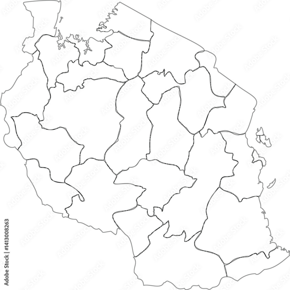 Obraz premium Outline map of tanzania vector illustration 