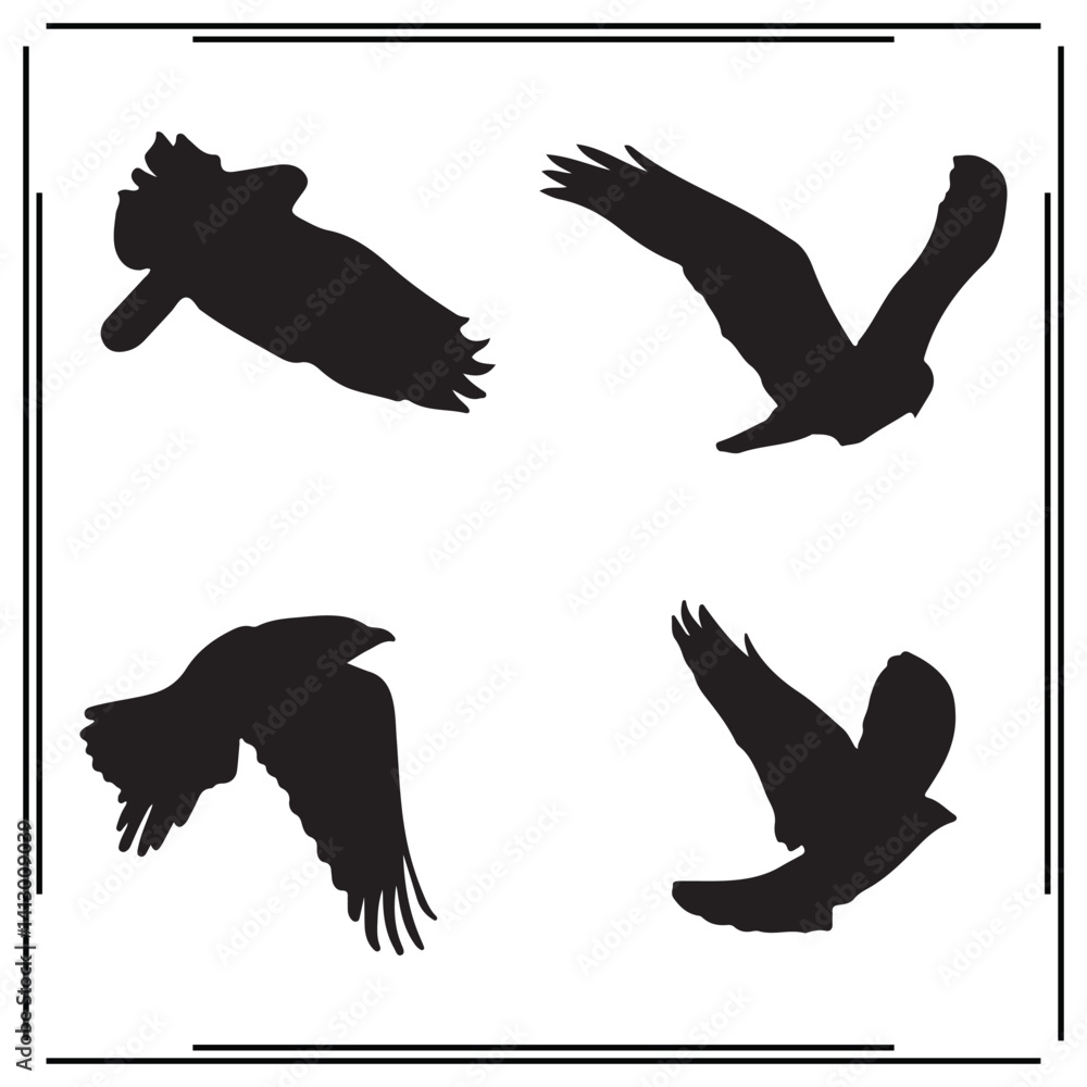 Obraz premium Osprey silhouette, Osprey illustration , Osprey clipart, Osprey vector , Osprey icon , black Osprey, Osprey illustration on white background,