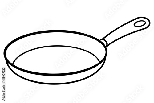 Minimalist Line Art of Frying Pan – Kitchen & Cooking SVG Icon

