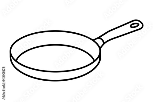 Minimalist Line Art of Frying Pan – Kitchen & Cooking SVG Icon

