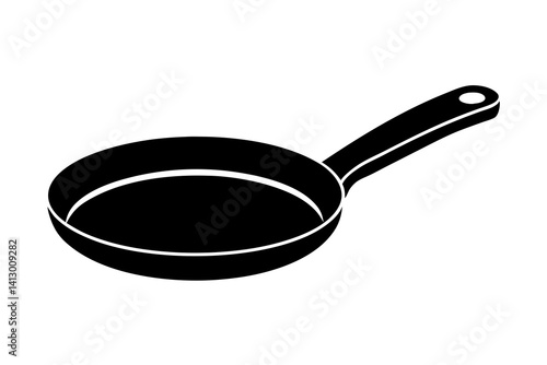 Minimalist Line Art of Frying Pan – Kitchen & Cooking SVG Icon

