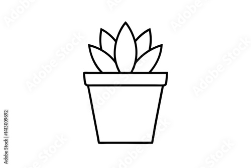 Haworthia Cooperi Succulent Potted Plant Flat Icon

