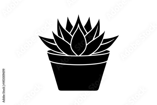 Haworthia Cooperi Succulent Potted Plant Flat Icon

