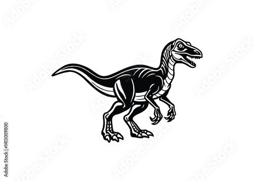 Silhouette of velociraptor isolated on a white background