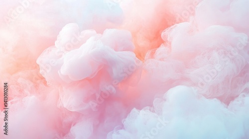 Ethereal Cotton Candy Clouds Swirling in Dreamy Sunset Sky Creating Abstract Art Background Perfect for Design and Packaging