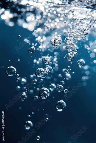 Obraz na płótnie Pristine Natural Spring Water with Rising Oxygen Bubbles Against Azure Background in Macro Photography Style w salonie