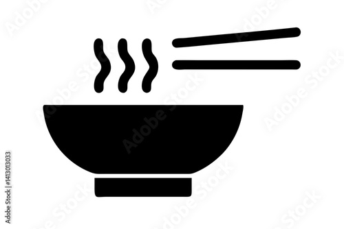 Minimalist Ramen or Pho Noodle Soup Bowl Icon – Simple Illustration for Food and Restaurant Designs

