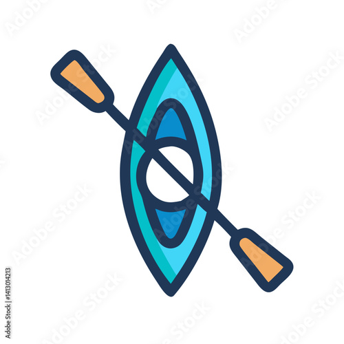 Kayak with Paddle Icon – Water Adventure and Outdoor Exploration Symbol