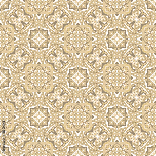  Golden ornamental seamless vector pattern, medieval, oriental style