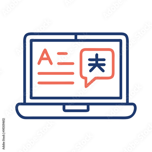 Laptop with Translation Icon – Language Conversion and Multilingual Communication Symbol