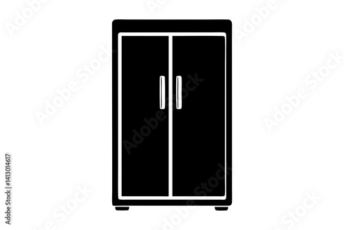 Minimal French Door Refrigerator Line Art – Simple Modern Fridge Icon in Outline Style

