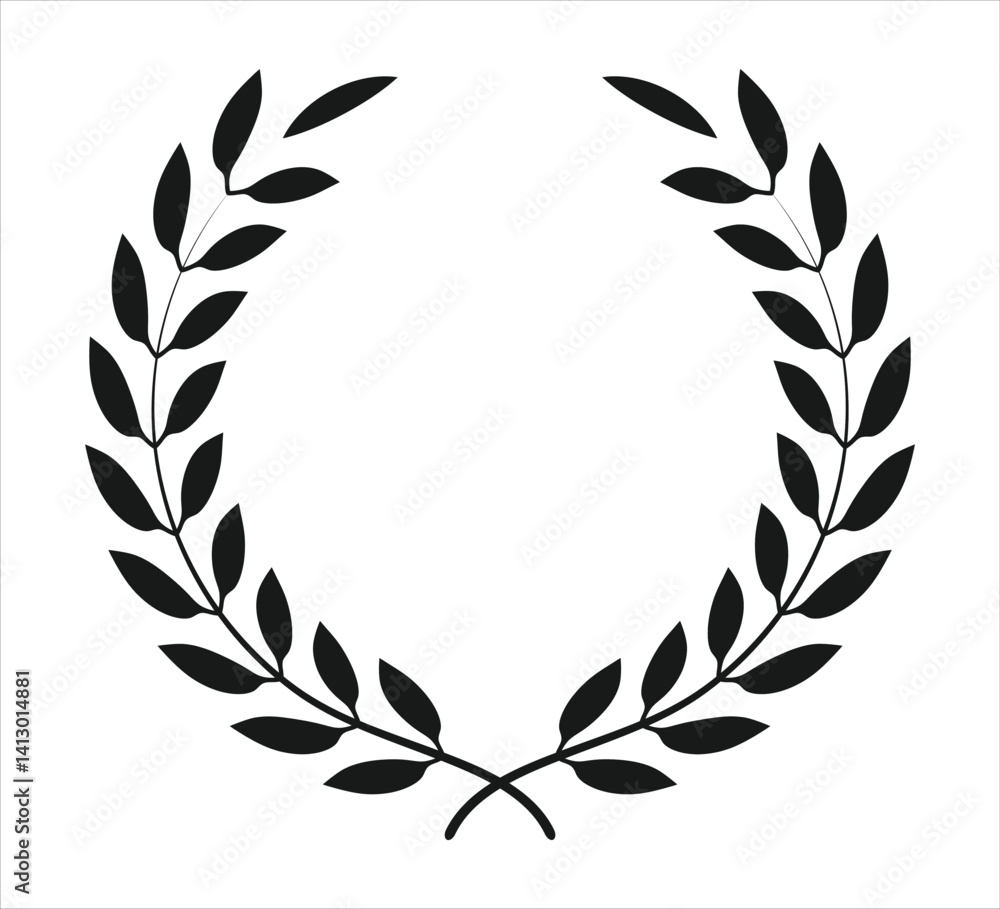 Decorative black Laurel wreath Circle vector design on white background Decorative black Laurel wreath Circle vector design on white background