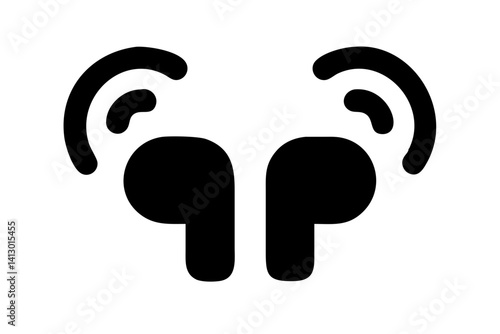 Wireless Earbuds Icon – Minimal Flat Vector Headphones

