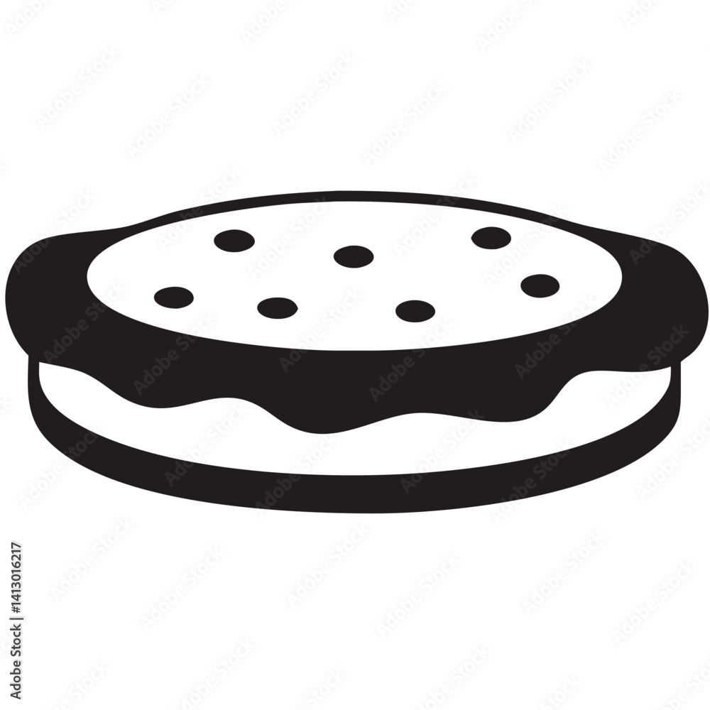 A delicious double-layered cookie, perfect for a sweet treat, with a simple black and white design. A delicious double-layered cookie, perfect for a sweet treat, with a simple black and white design.