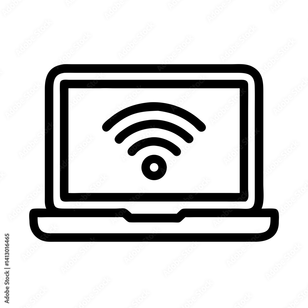 Laptop with Wi-Fi Icon – Remote Work and Connectivity Symbol for Digital Nomads Laptop with Wi-Fi Icon – Remote Work and Connectivity Symbol for Digital Nomads