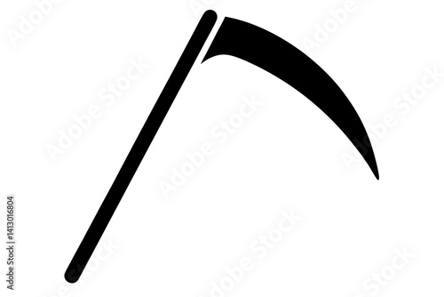 Scythe Icon - Grim Reaper Weapon - Simple Line Art Vector

