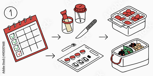 Step-by-Step Meal Prep: Calendar to Lunchbox Diagram
