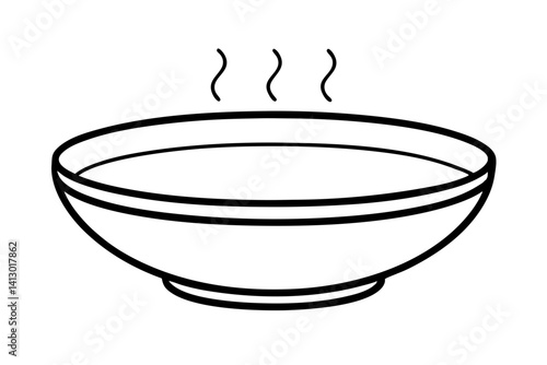 Soup Bowl Icon – Minimalist Dishware Line Art Vector

