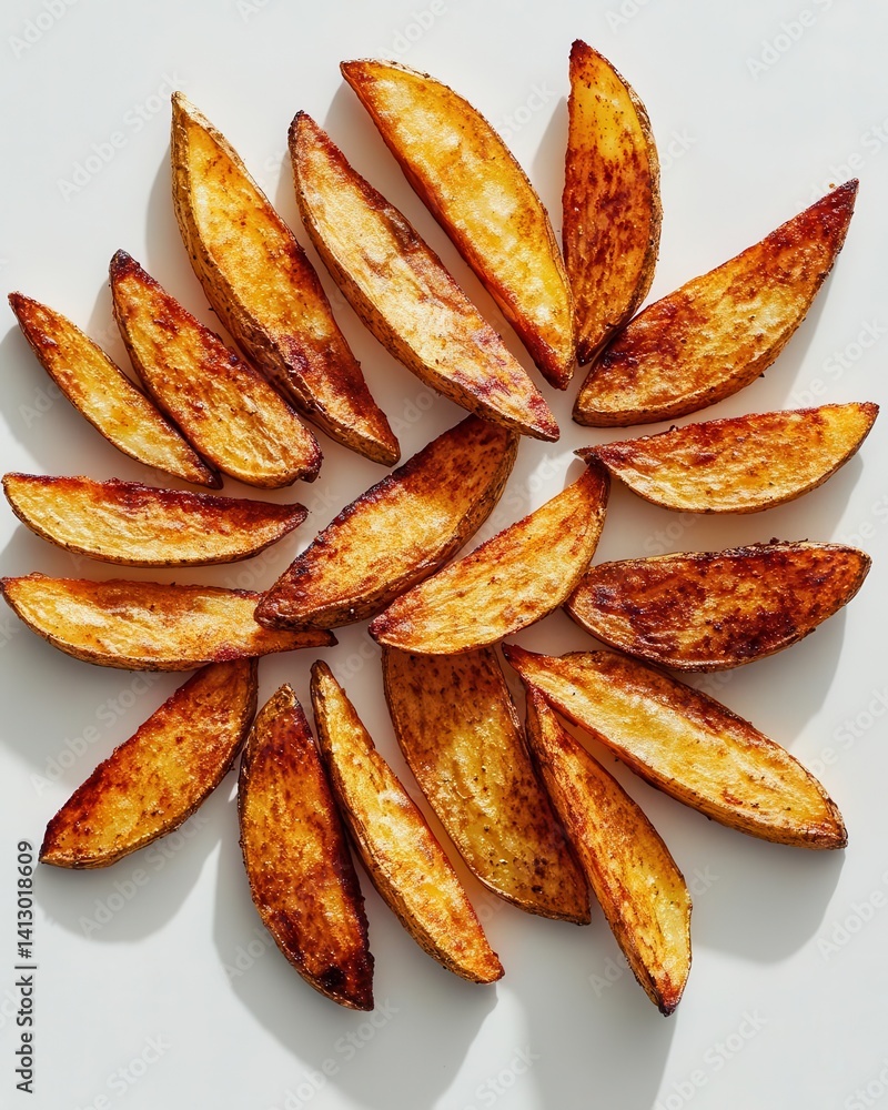 Top View of Crispy French Fries on White Background for Food Advertising Campaigns