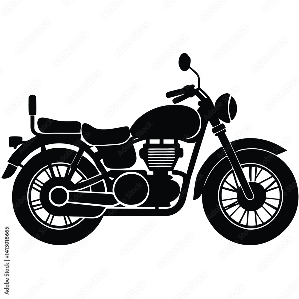 Fototapeta premium Royal Enfield motorbike Silhouette vector illustration, Motorbike Silhouette vector