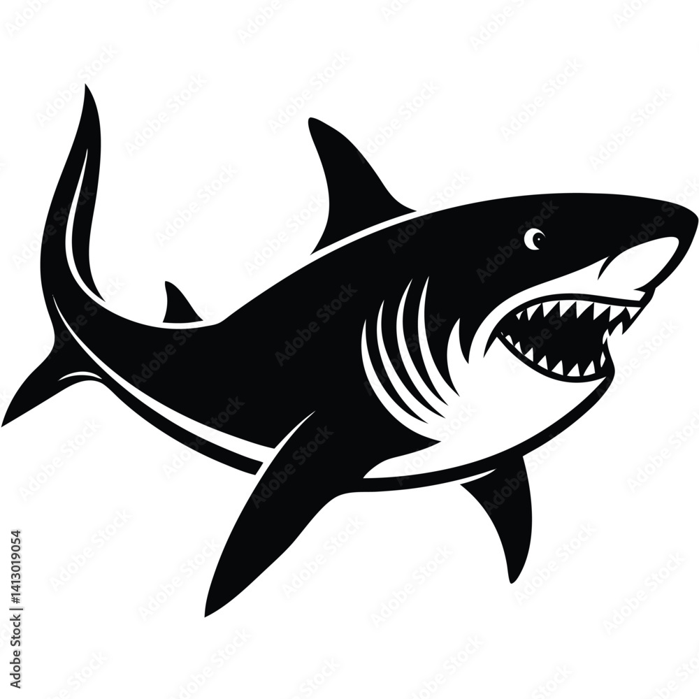 Fototapeta premium simple shark vector silhouette black color for animal element idea