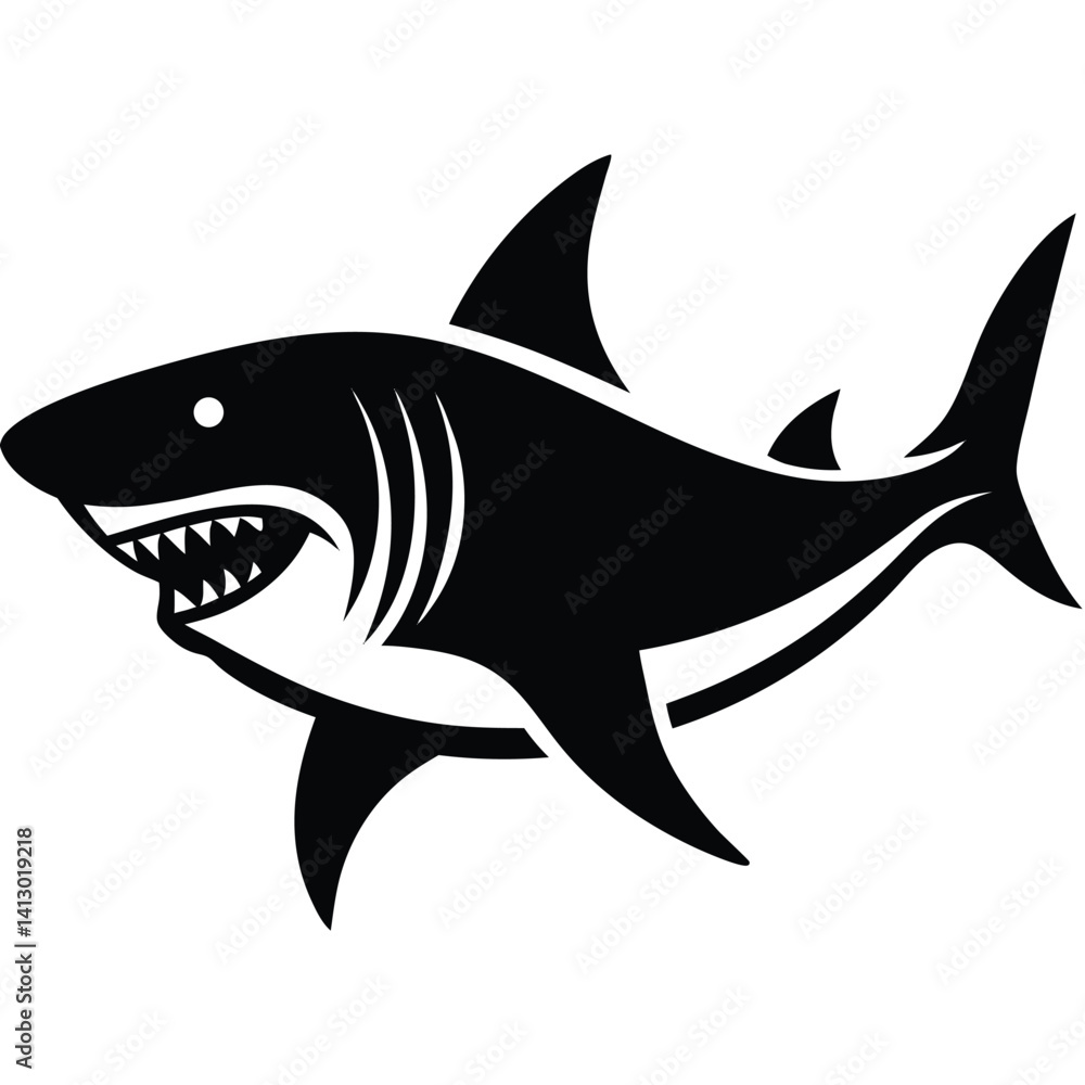 Fototapeta premium simple shark vector silhouette black color for animal element idea