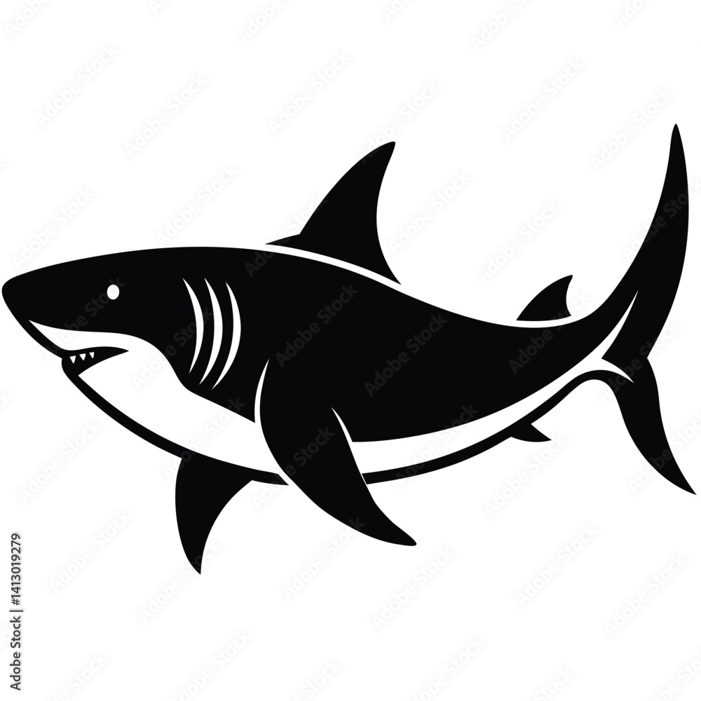 Fototapeta premium simple shark vector silhouette black color for animal element idea