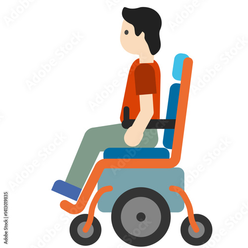 Person with Dark Hair in Wheelchair Side View
