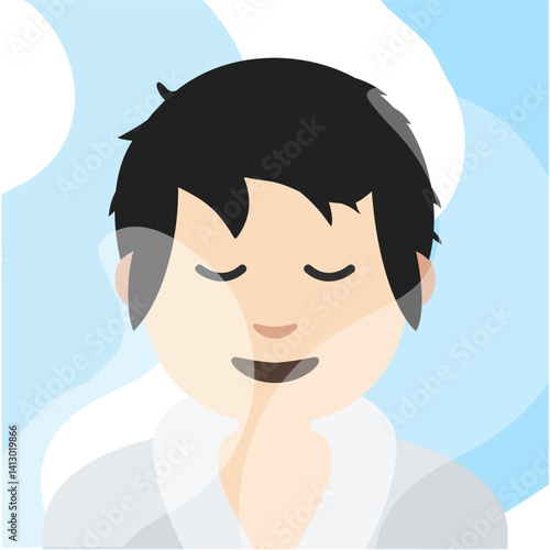 Man Relaxing in Steam Room

