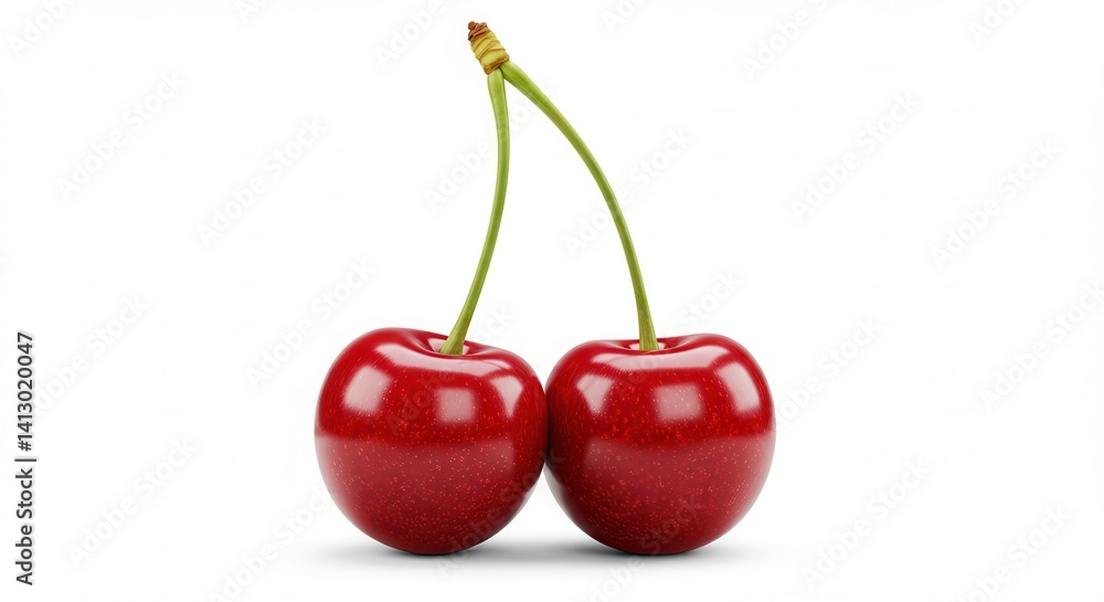 custom made wallpaper toronto digitalTwo ripe cherries connected by stem on white background studio shot