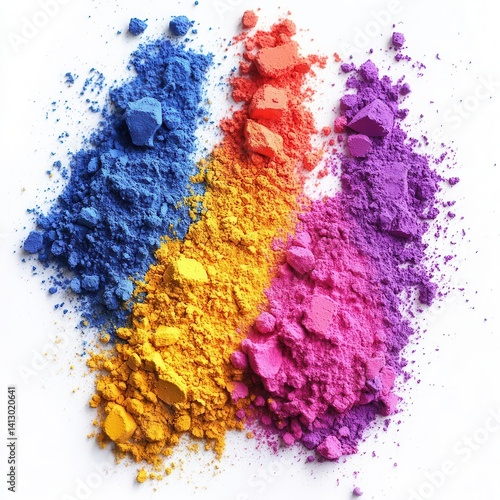Obraz na płótnie Vibrant Rainbow Holi Powder Explosion Bursting with Bright Colors Isolated on Crisp White Background w salonie