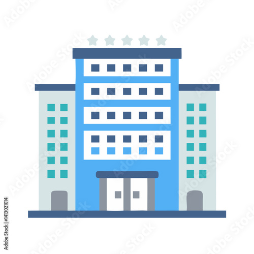 Multi-Floor Hotel Icon Representing Accommodation