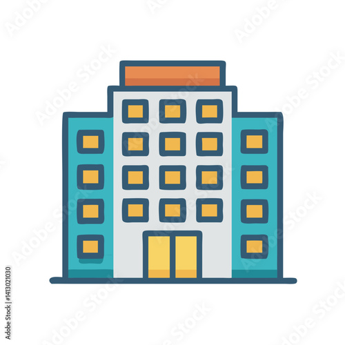 Multi-Floor Hotel Icon Representing Accommodation
