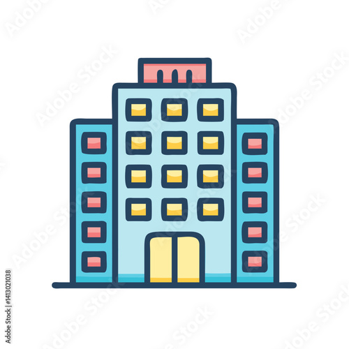 Multi-Floor Hotel Icon Representing Accommodation