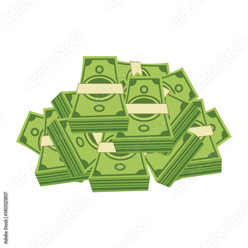 Set of money. Packing in bundles of bank notes. Isolated on white background