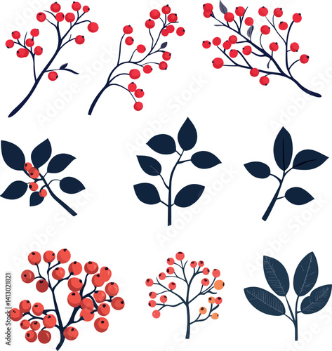 vector drawings of rowan branches