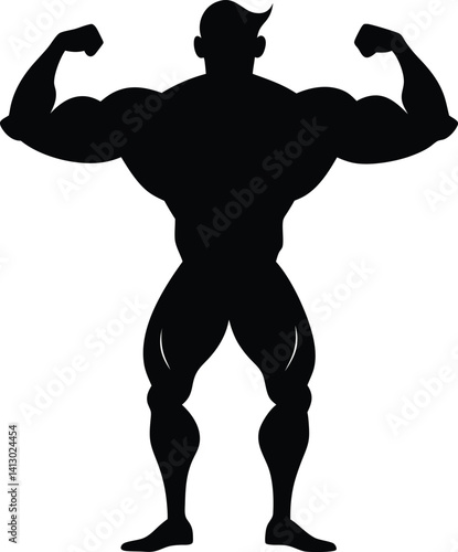 body builder pose man vector silhouette