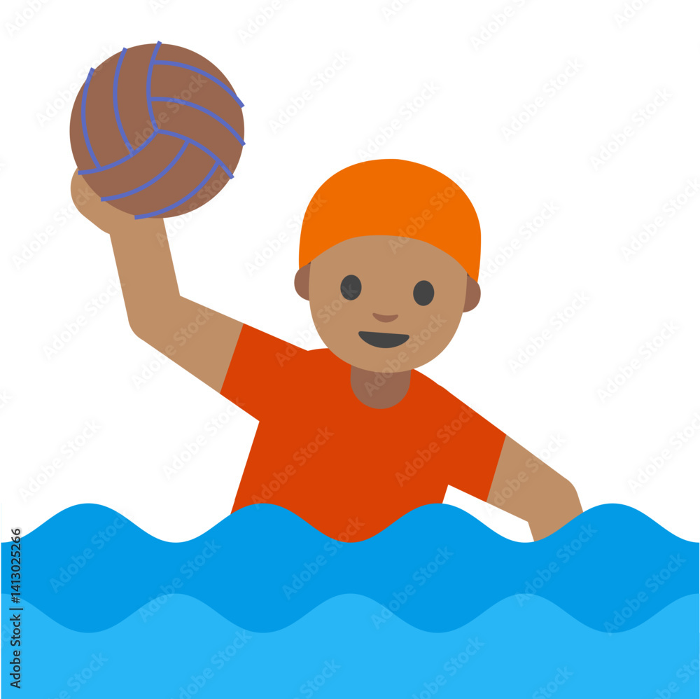 Fototapeta premium Water Polo Player with Medium Skin Tone 