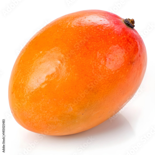Ripe Mango Fruit with Vibrant Orange and Red Hues on White Backgroun