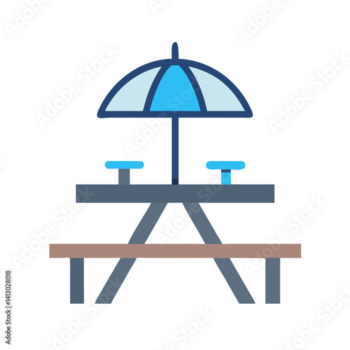Picnic Table Icon Representing Outdoor Beach Meal