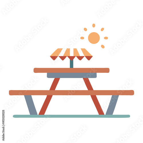 Picnic Table Icon Representing Outdoor Beach Meal