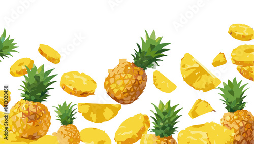 Obraz na płótnie set of pineapple falling vector design w salonie