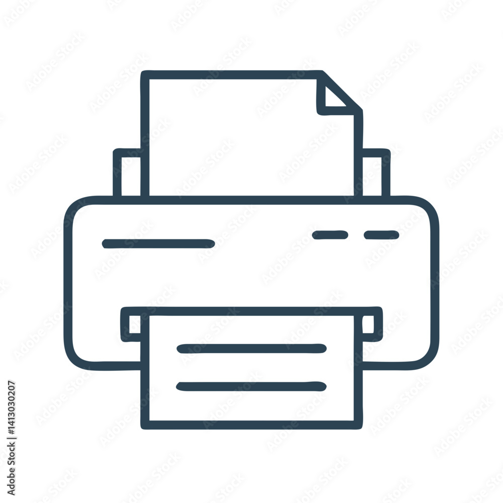 Printer Icon Representing Document Output Device Printer Icon Representing Document Output Device