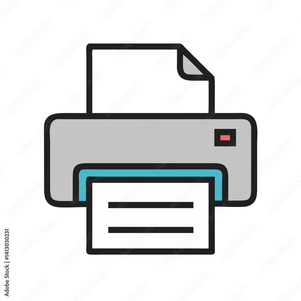 Printer Icon Representing Document Output Device Printer Icon Representing Document Output Device