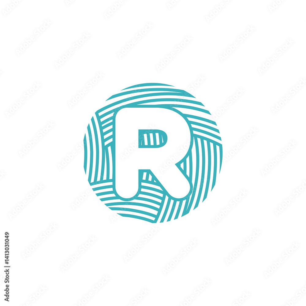 Yarn Ball With Letter R Logo Design