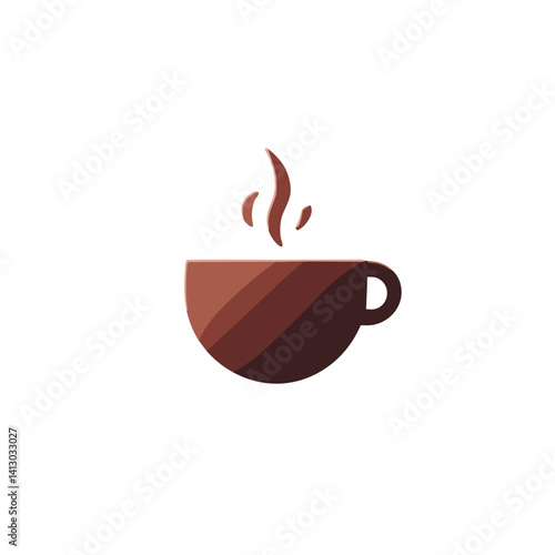 Minimalist coffee cup icon with steam on a plain background