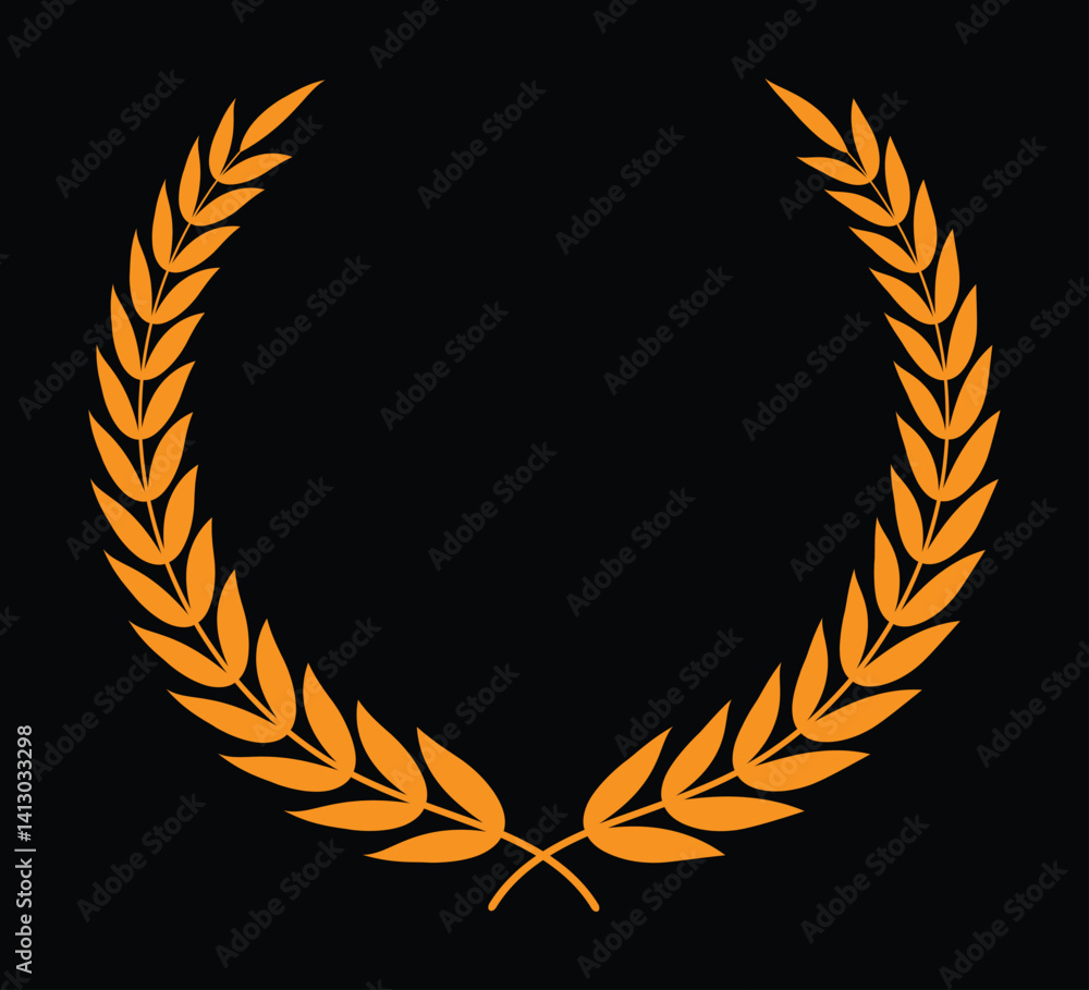 Circular Laurel wreath vector silhouette art on black background Circular Laurel wreath vector silhouette art on black background