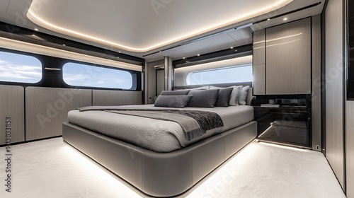 Luxurious yacht bedroom interior