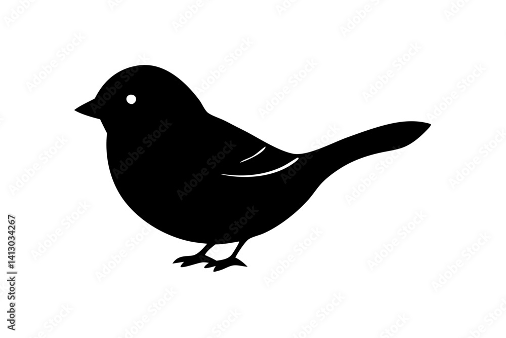 Obraz premium Minimalist Black Bird Silhouette Illustration Isolated On White Background Perfect For Graphic Design And Iconography Purposes, bird, silhouette, black, white, animal, vector, icon, illustration