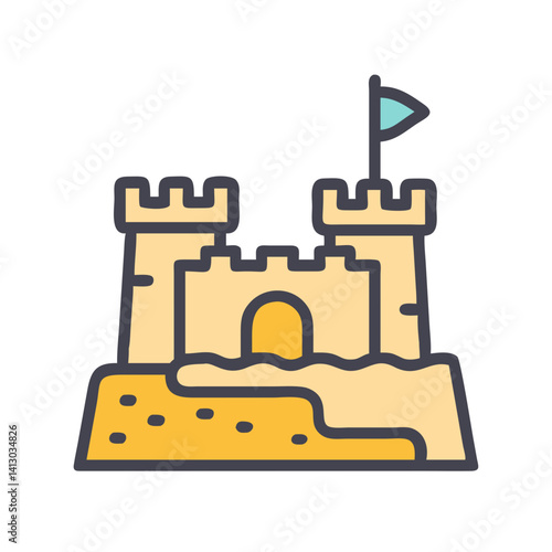 Sandcastle Icon Representing Beach Play Activity